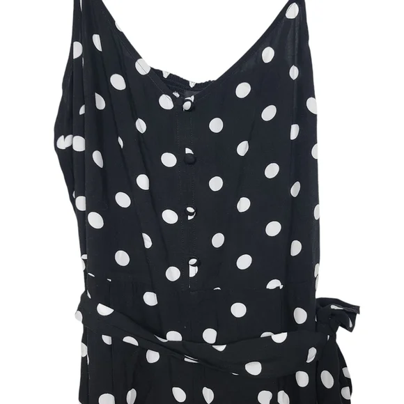 J. Crew Black White Polka Dot Belted Sleeveless Jumpsuit 8 - Picture 2 of 9